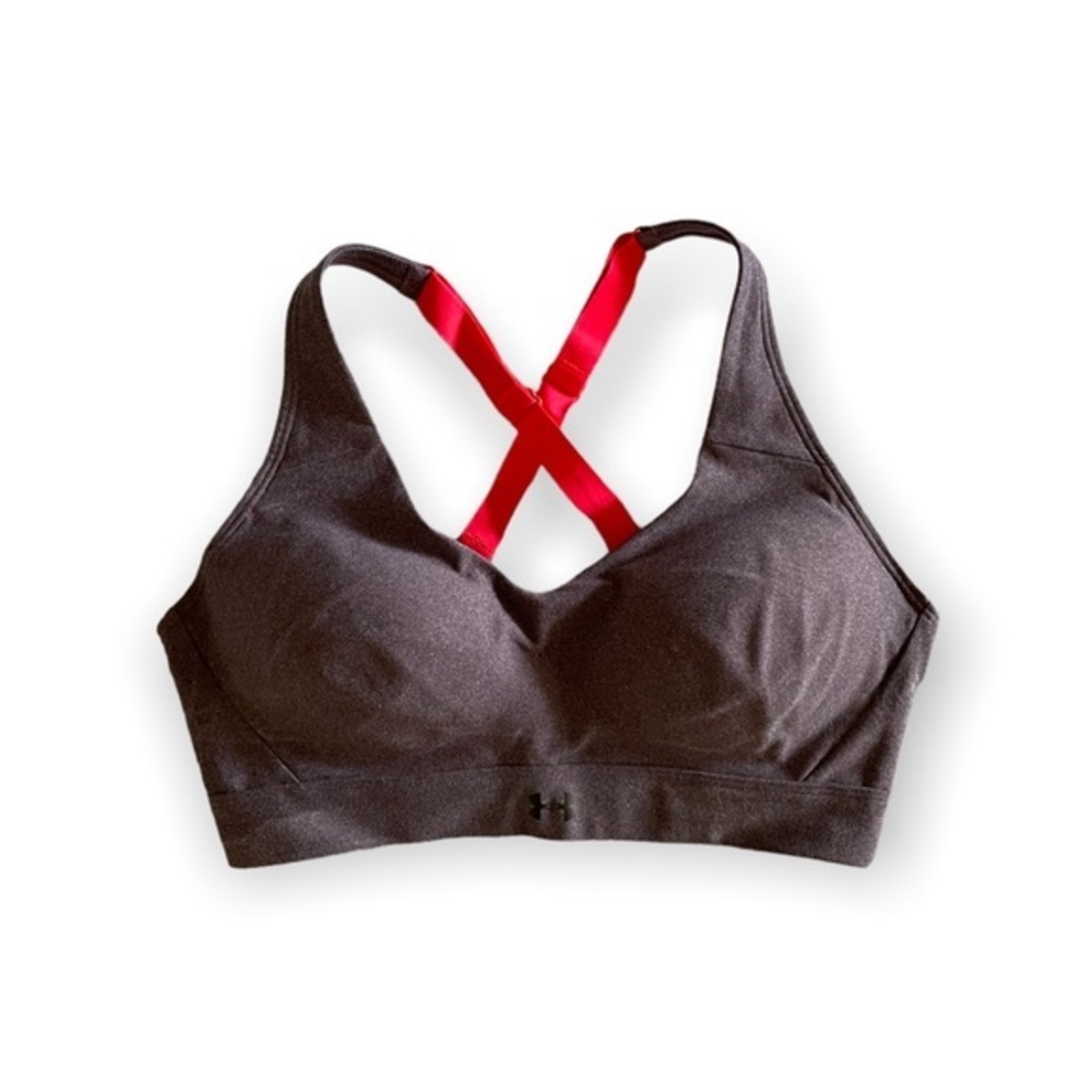 Under Armour Purple Gray Sports Bra Medium Compression Fit Racerback